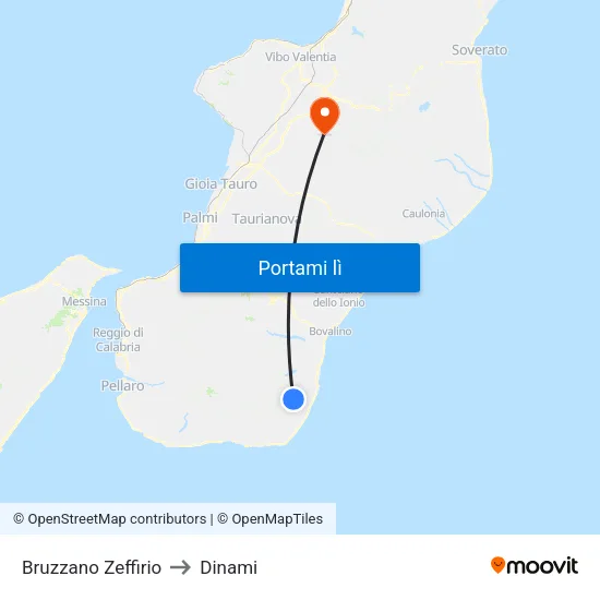 Bruzzano Zeffirio to Dinami map