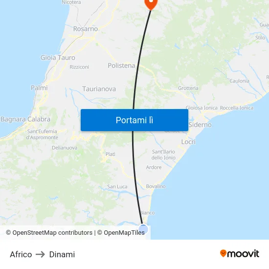 Africo to Dinami map
