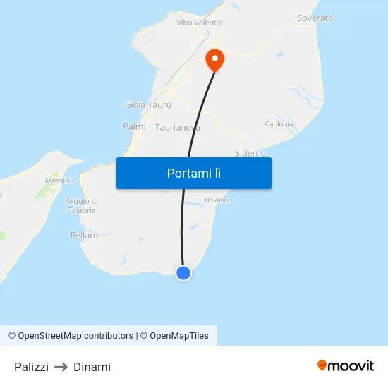 Palizzi to Dinami map