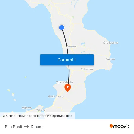 San Sosti to Dinami map