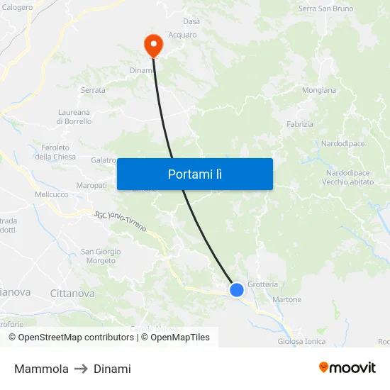 Mammola to Dinami map