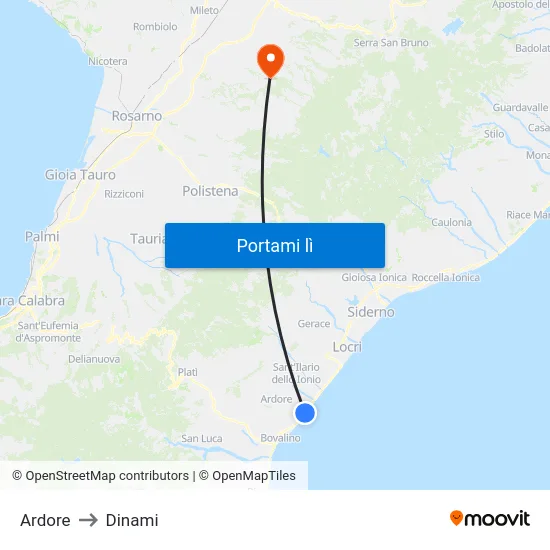 Ardore to Dinami map