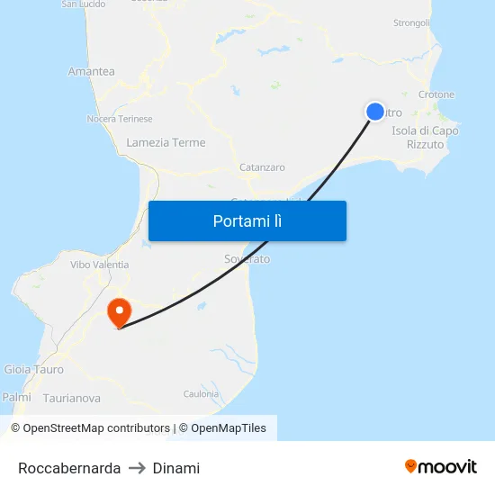 Roccabernarda to Dinami map