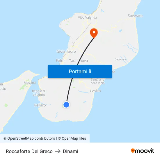 Roccaforte Del Greco to Dinami map