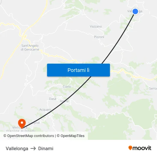Vallelonga to Dinami map