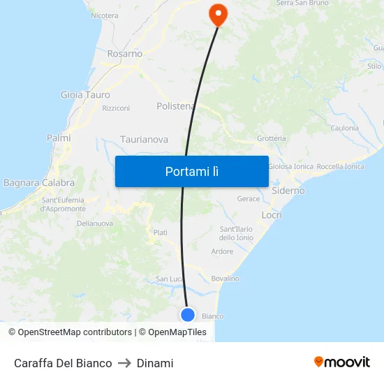 Caraffa Del Bianco to Dinami map