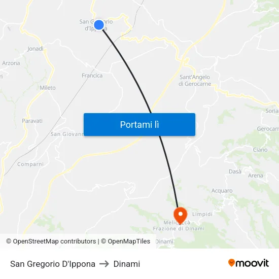 San Gregorio D'Ippona to Dinami map