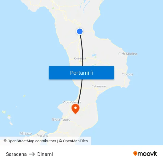 Saracena to Dinami map