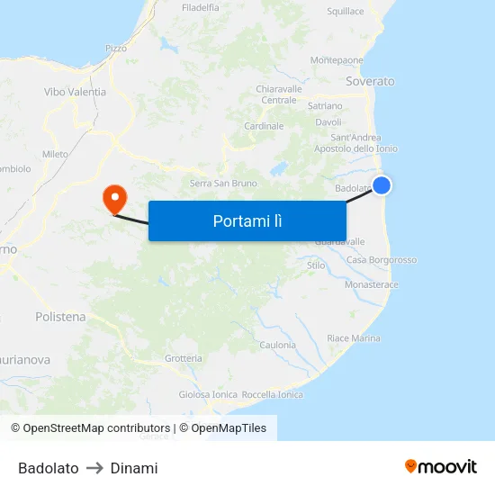 Badolato to Dinami map