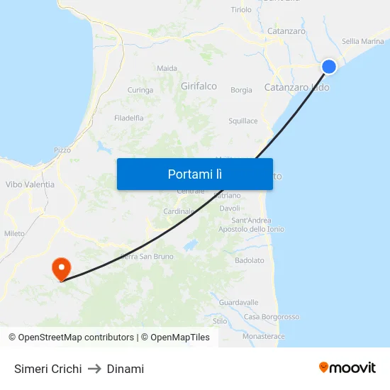 Simeri Crichi to Dinami map
