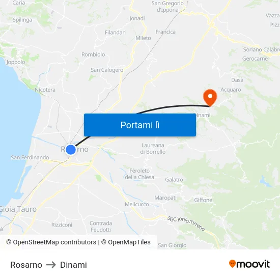 Rosarno to Dinami map