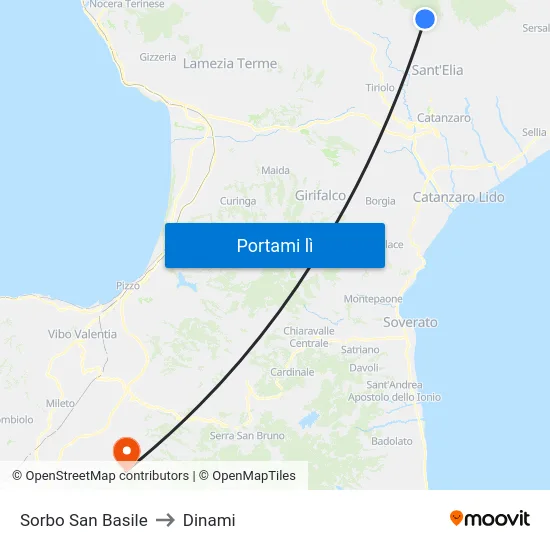 Sorbo San Basile to Dinami map