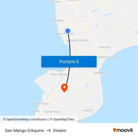 San Mango D'Aquino to Dinami map