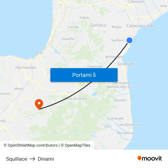 Squillace to Dinami map