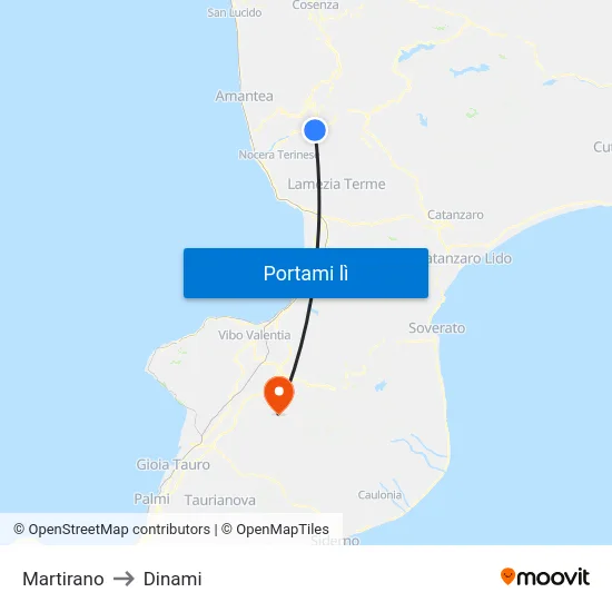 Martirano to Dinami map