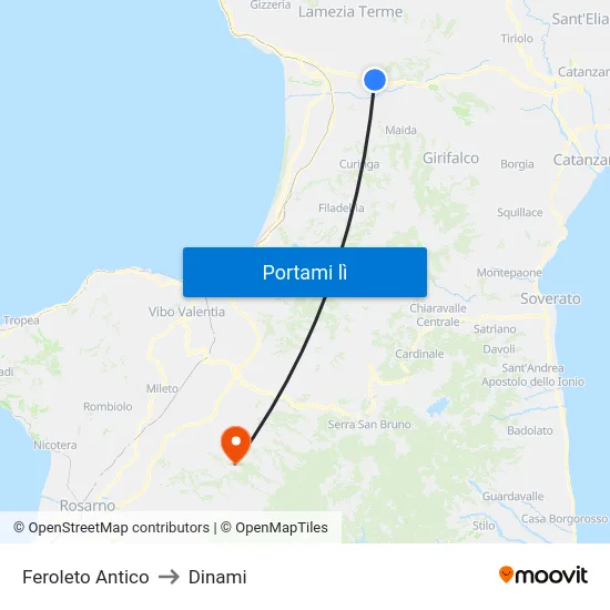 Feroleto Antico to Dinami map