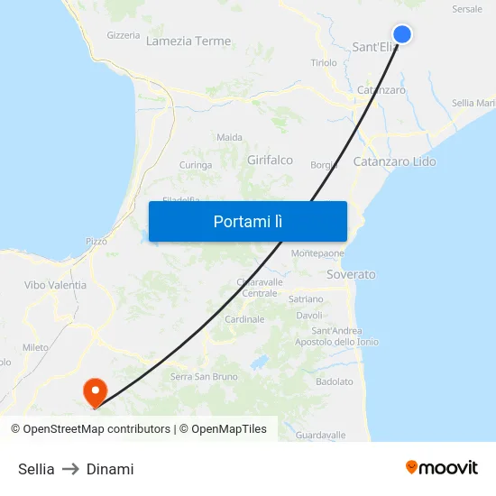 Sellia to Dinami map
