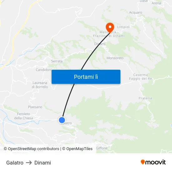 Galatro to Dinami map