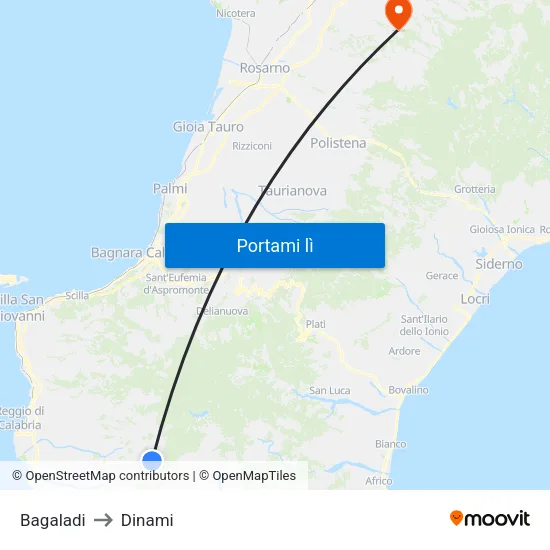 Bagaladi to Dinami map