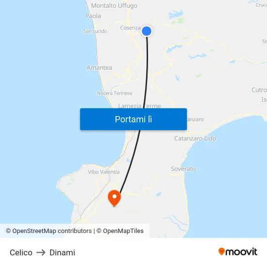 Celico to Dinami map