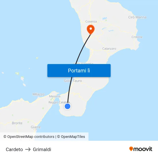 Cardeto to Grimaldi map