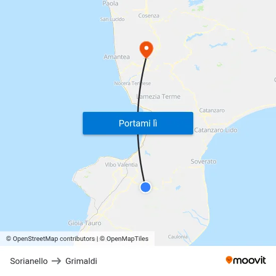 Sorianello to Grimaldi map