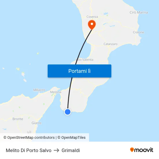 Melito Di Porto Salvo to Grimaldi map
