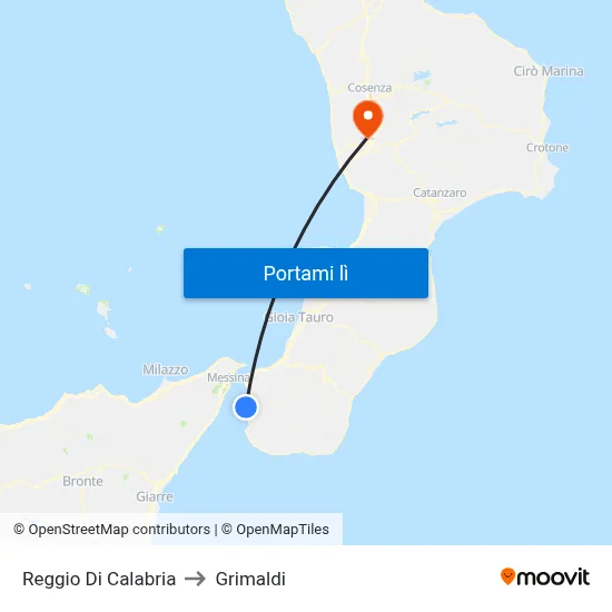 Reggio Di Calabria to Grimaldi map
