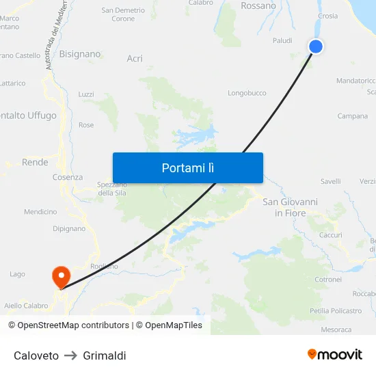 Caloveto to Grimaldi map