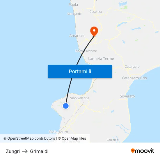 Zungri to Grimaldi map