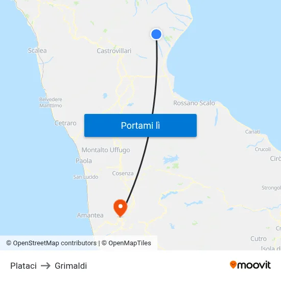Plataci to Grimaldi map