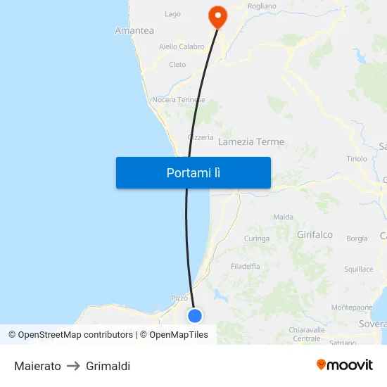 Maierato to Grimaldi map