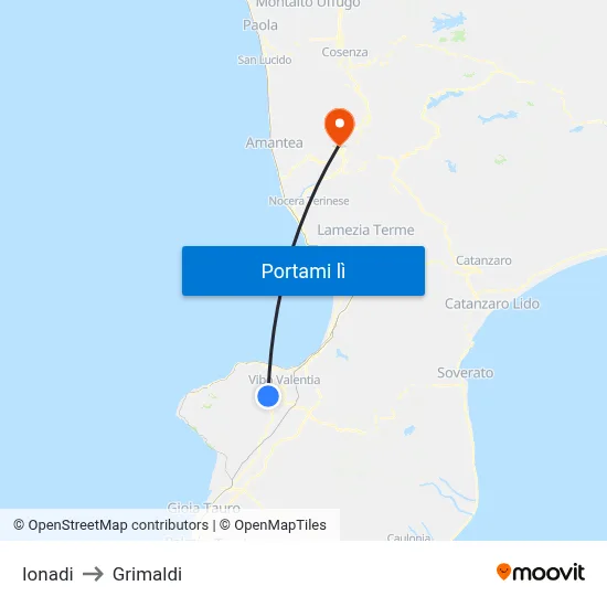 Ionadi to Grimaldi map