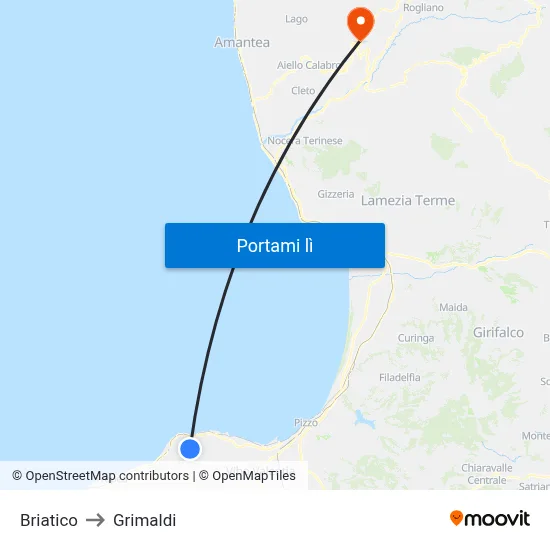 Briatico to Grimaldi map