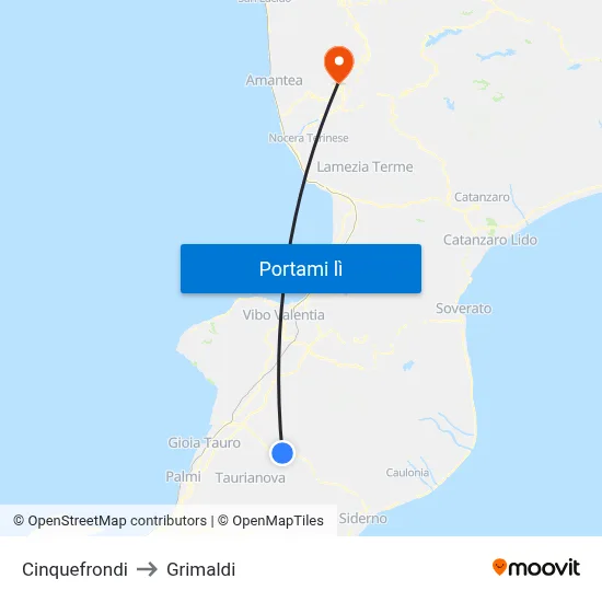 Cinquefrondi to Grimaldi map