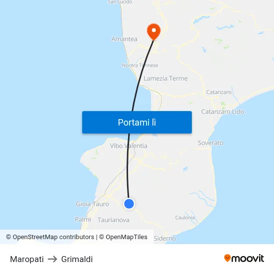 Maropati to Grimaldi map