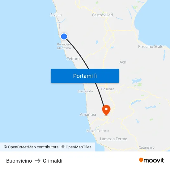 Buonvicino to Grimaldi map