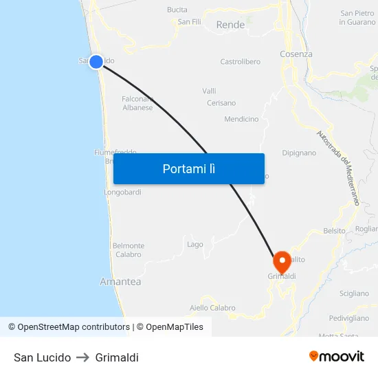 San Lucido to Grimaldi map