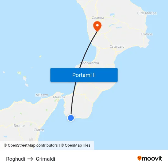 Roghudi to Grimaldi map