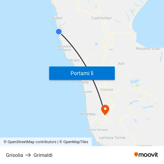 Grisolia to Grimaldi map