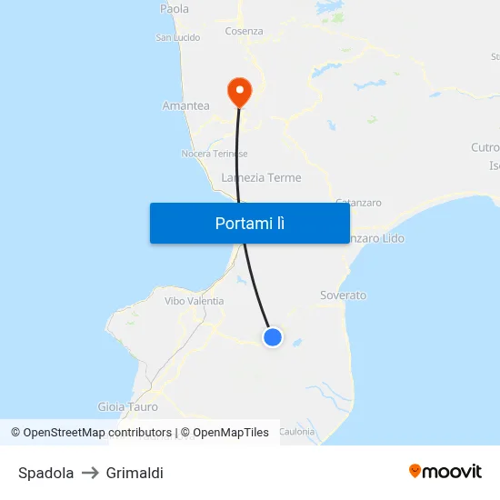 Spadola to Grimaldi map