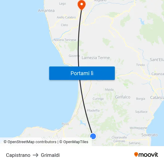 Capistrano to Grimaldi map