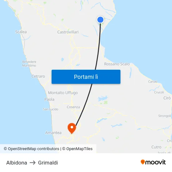 Albidona to Grimaldi map