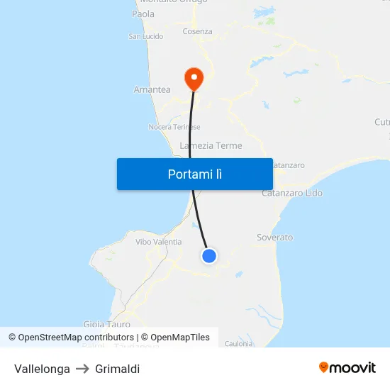 Vallelonga to Grimaldi map