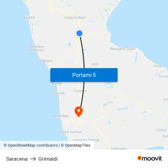 Saracena to Grimaldi map