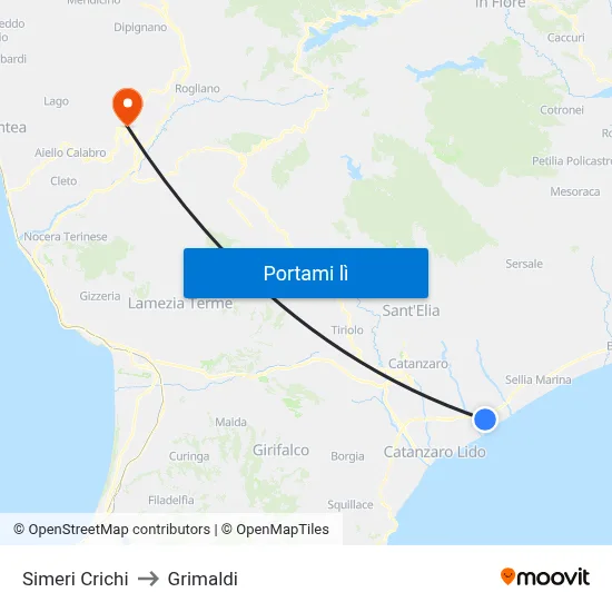 Simeri Crichi to Grimaldi map