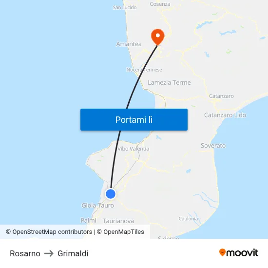 Rosarno to Grimaldi map