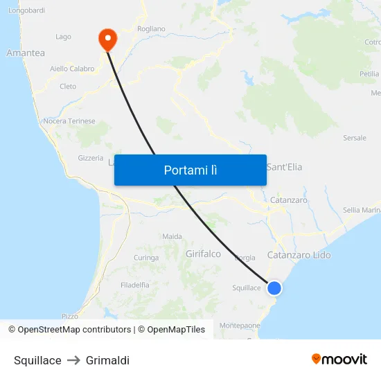 Squillace to Grimaldi map