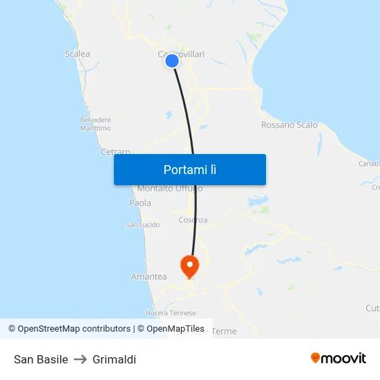San Basile to Grimaldi map
