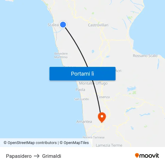 Papasidero to Grimaldi map